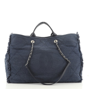 Chanel CC 2-Way Shopping Tote Fringe Quilted Canvas Large