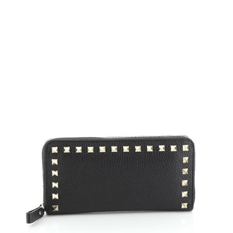 Valentino Rockstud Zip Around Wallet Leather