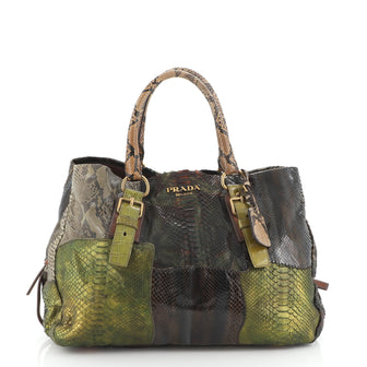 Prada Patchwork Tote Python with Crocodile Large