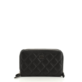 Chanel Triple Zip Wallet Quilted Caviar Small
