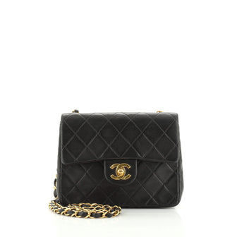 Chanel Vintage Square Classic Single Flap Bag Quilted Lambskin Mini