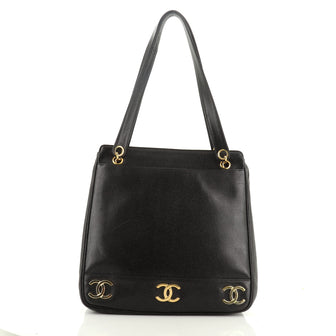 Chanel Vintage Metal CC Shoulder Bag Caviar Medium