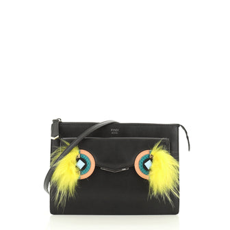 Fendi Monster Front Pocket Clutch Leather with Fur