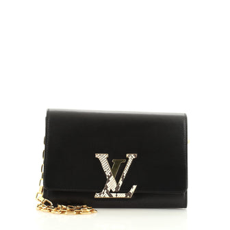 Louis Vuitton Chain Louise Clutch Leather with Python GM