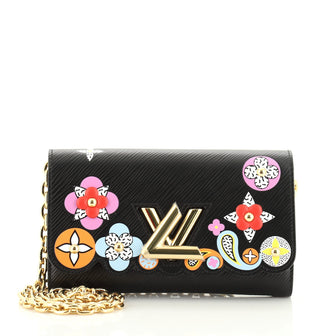 Louis Vuitton Twist Chain Wallet Limited Edition Mechanical Flowers Epi  Leather Pink 473105