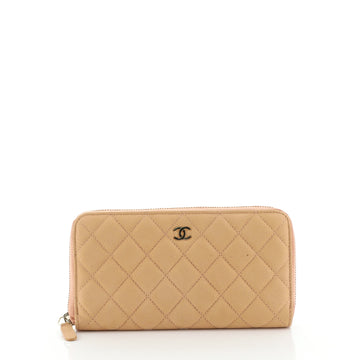Chanel Zip Around Wallet Quilted Matte Caviar Long