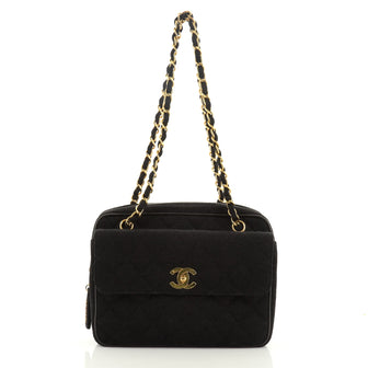 Chanel Vintage Front Pocket Camera Bag Quilted Jersey Medium