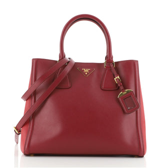 Prada Bicolor Lux Convertible Open Tote Saffiano Leather Medium