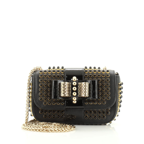 Christian Louboutin Sweet Charity Crossbody Bag Perforated Studded Leather  Small Neutral 2215041