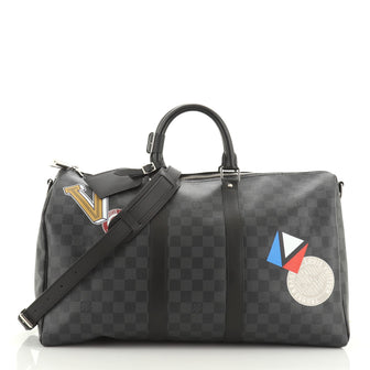 Louis Vuitton Keepall Bandouliere Bag Limited Edition Damier Graphite LV League 45