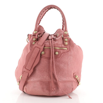 Balenciaga Pom Pon Giant Studs Bag Leather
