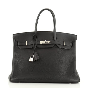 Hermes Birkin Handbag Black Togo with Palladium Hardware 35