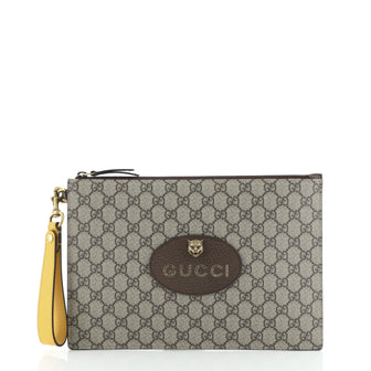 Gucci Animalier Wristlet Clutch GG Coated Canvas Medium