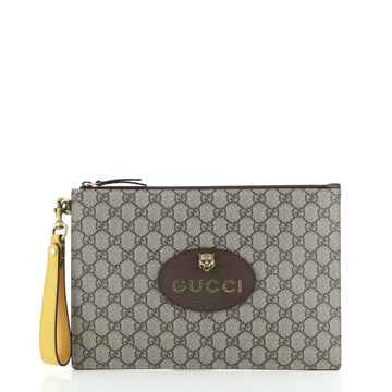 Gucci Animalier Wristlet Clutch GG Coated Canvas Medium