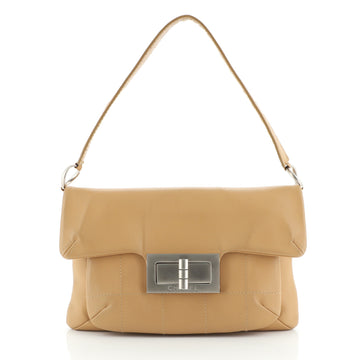 Chanel Giant Mademoiselle Lock Shoulder Bag Quilted Leather Small