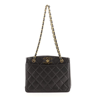 Chanel Vintage CC Lock Pocket Chain Tote Quilted Lambskin Medium