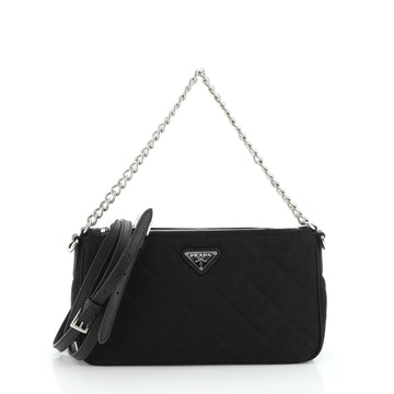 Prada Chain Zip Shoulder Bag Quilted Tessuto Small