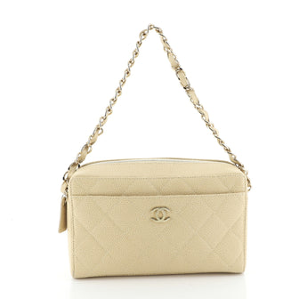 Chanel Vintage Front Pocket Camera Bag Quilted Caviar Small