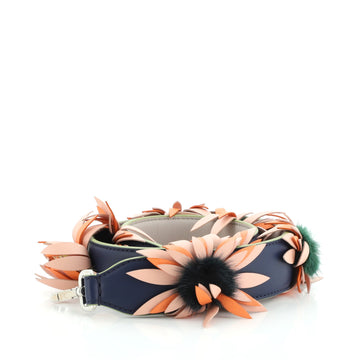 Fendi Shoulder Strap Leather with Floral Applique and Fur
