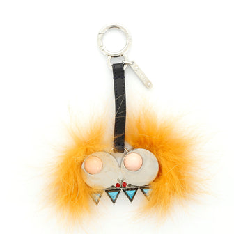 Fendi Hypnoteyes Bag Charm Metal and Fur with Leather