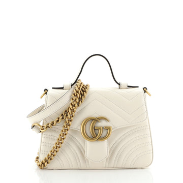 Gucci GG Marmont Top Handle Flap Bag Matelasse Leather Mini