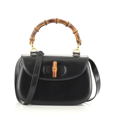 Gucci Vintage Bamboo Convertible Top Handle Bag Leather Medium