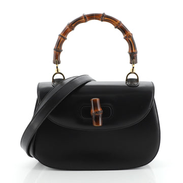 Gucci Vintage Bamboo Convertible Top Handle Bag Leather Medium