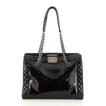 Chanel Reverso Boy Chain Tote Patent Medium