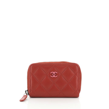 Chanel CC Zip Coin Purse Quilted Lambskin Small