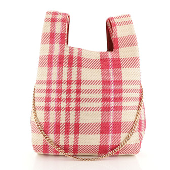 Stella McCartney Shopping Tote Checkered Woven Faux Leather Large