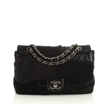 Chanel CC Chain Flap Patchwork Tweed and Fur Jumbo