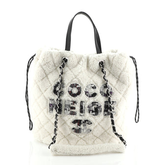 Chanel Coco Neige Shopping Tote Quilted Shearling Large