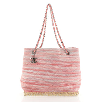 Chanel Saint Tropez Tote Quilted Tweed with Raffia Medium