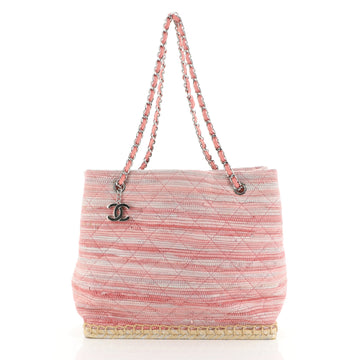 Chanel Saint Tropez Tote Quilted Tweed with Raffia Medium
