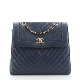 Chanel Frame Backpack Chevron Aged Calfskin Large