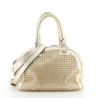 Christian Louboutin Panettone Convertible Satchel Spiked Leather Small