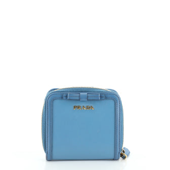 Prada Bow Zip Wallet Vitello Move Leather Compact
