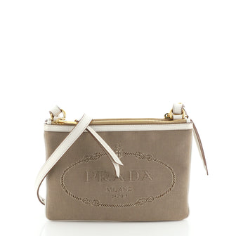 Prada Double Zip Crossbody Bag Canvas Small