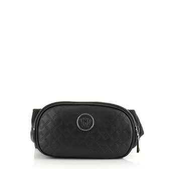 Versace Medusa Double Zip Waist Bag Embossed Leather