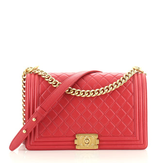 Chanel Boy Flap Bag Quilted Lambskin New Medium