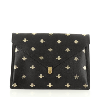 Gucci Bee Envelope Portfolio Printed Leather