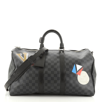 Louis Vuitton Keepall Bandouliere Bag Limited Edition Damier Graphite LV League 45