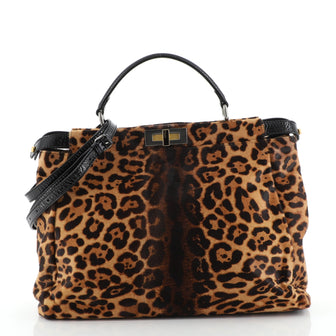 Fendi Peekaboo Bag Printed Pony Hair Large