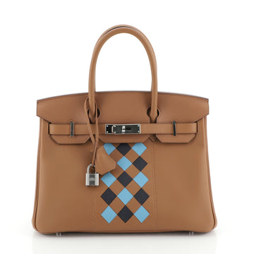 Hermes Birkin Handbag Tressage Brown Swift and Palladium Hardware 30