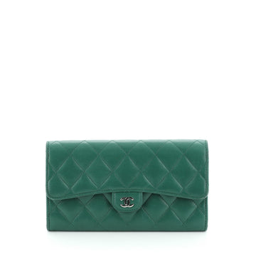 Chanel CC Gusset Classic Flap Wallet Quilted Lambskin Long
