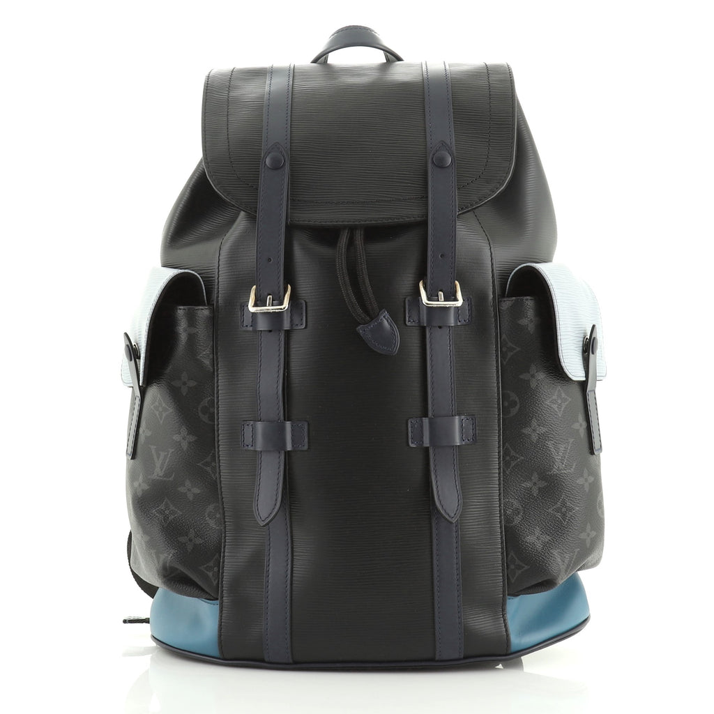 louis vuitton christopher backpack pm n93491 Louis Vuitton Christopher Backpack Epi Leather with Monogram Eclipse Canvas PM Black 54441133