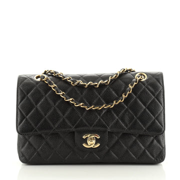 Chanel Vintage Classic Double Flap Bag Quilted Caviar Medium