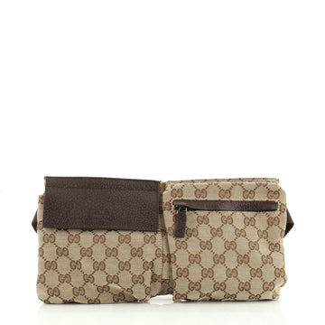 Gucci Vintage Double Belt Bag GG Canvas
