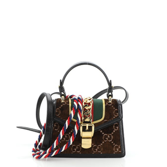 Gucci Sylvie Top Handle Bag GG Velvet Mini