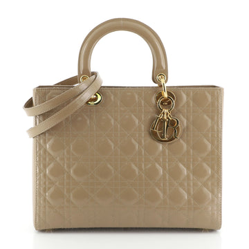 Christian Dior Vintage Lady Dior Bag Cannage Quilt Patent Large